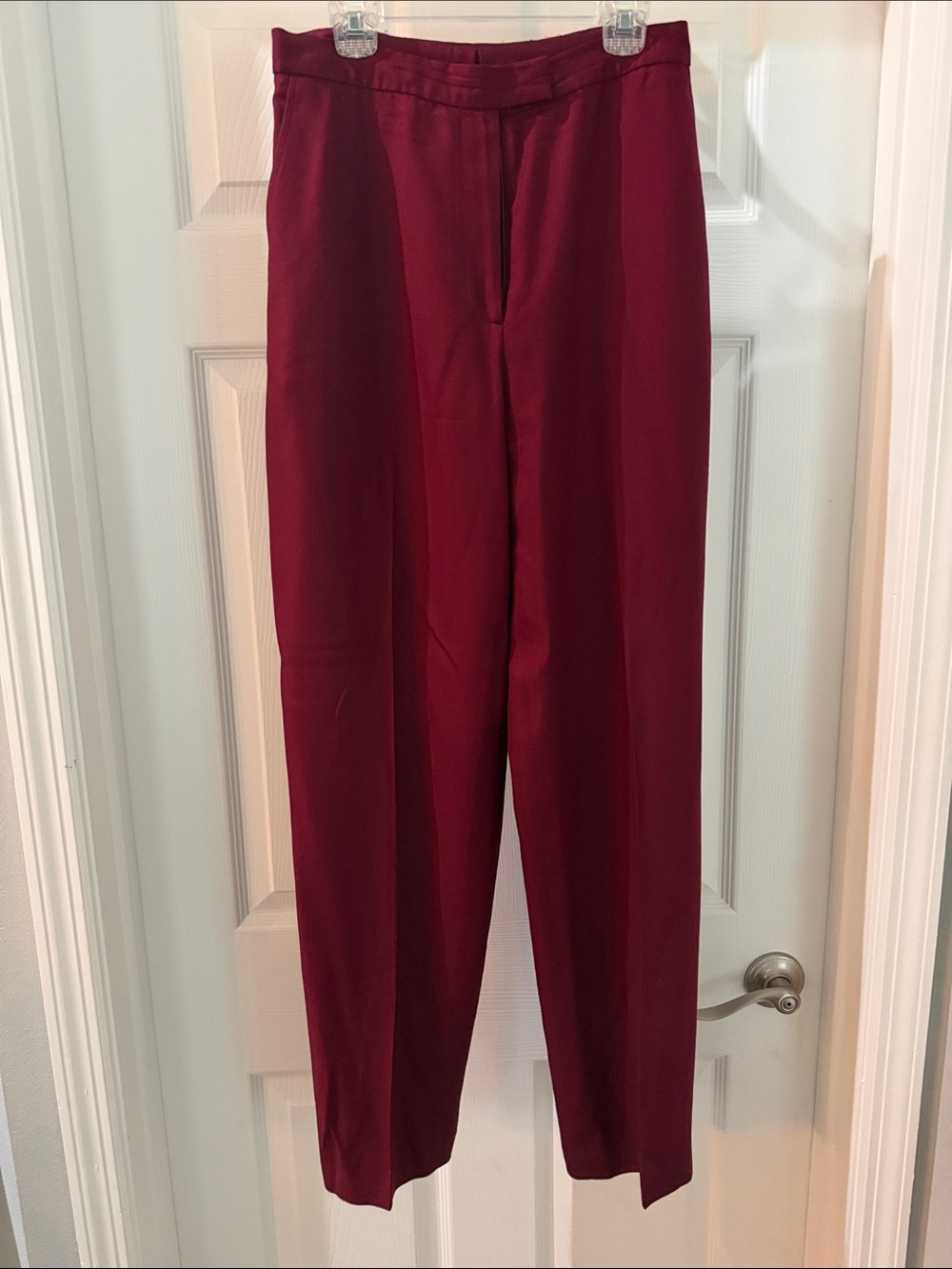 Women’s Burgundy Dress Pants 100% Silk- Classic Tailored Fit